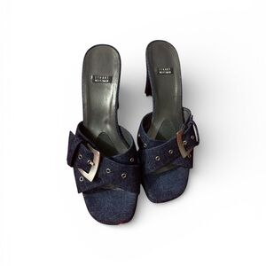 Stuart Weitzman Dark Blue Denim Mules little wear at the bottom great condition